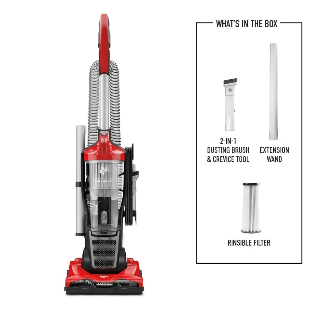 Dirt Devil Endura Reach Upright Bagless Vacuum Cleaner, Corded, Red - UD20124