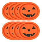 Jack-o'-Lantern Oval Disposable Paper Plates, Multicolor, 12" x 10", 8 Count, Halloween by Way To Celebrate
