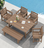 SERWALL 7-Piece HDPE Patio Dining Set, Aruba, 66.9in D x 32.2in W x 29.1in H