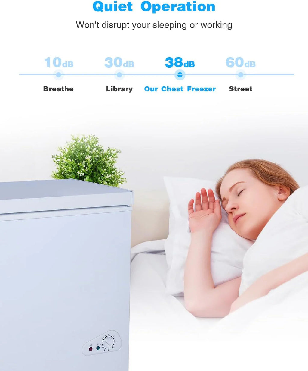 EUASOO 3.5 Cu.Ft Chest Freezer With Removable Basket, White - FLG-80Q