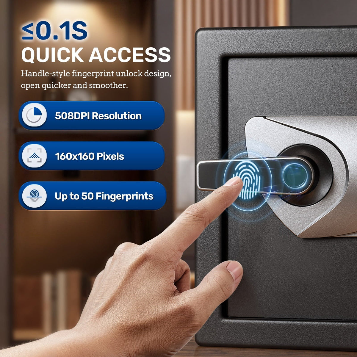 Safe Box,Blacksmith 1.0 Cuft Biometric Safe Lock Box with Fingerprint,Code and Keys Access,16 Gauge Solid Steel Heavy Duty Security Money Safe Lock