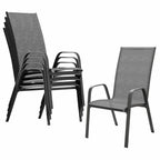 FUNDAZE Outdoor Dining Chairs Set of 4, Patio Dining Chair Stackable Armrest Patio Chairs Space Saving for Garden Backyard Deck, Gray