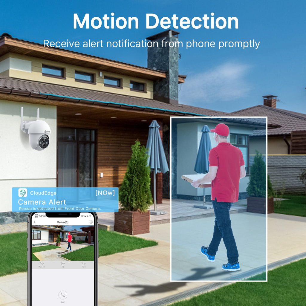 4K Solar Security Camera with Spotlight, ANRAN 360° View Wireless Outdoor Camera, Waterproof PIR Detection, Rechargeable Battery Powered Home
