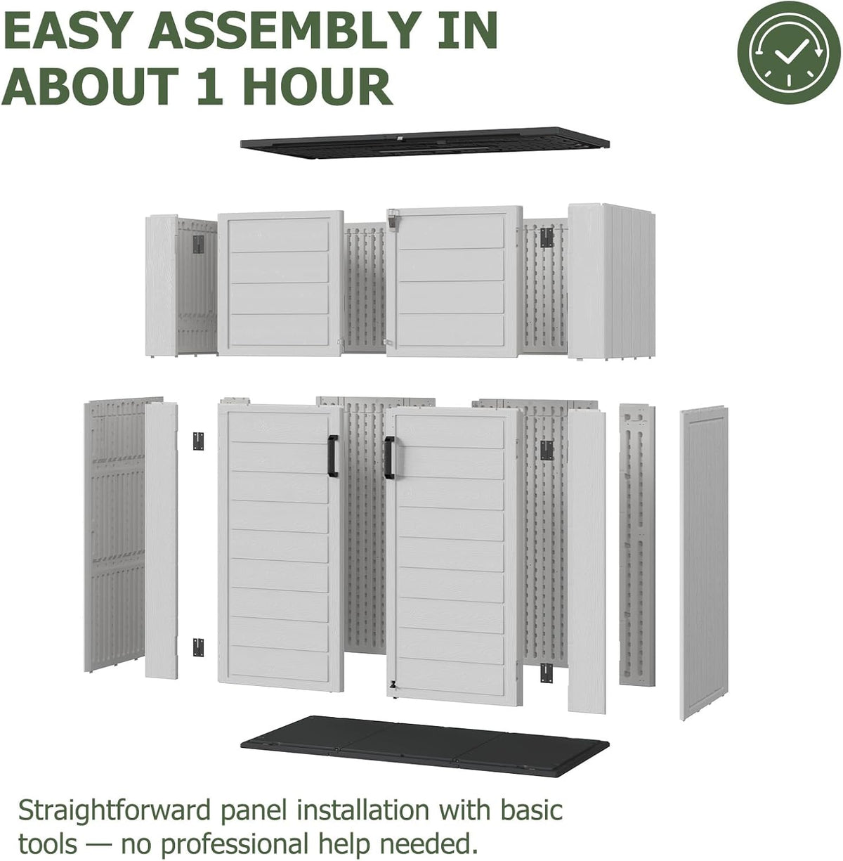 Aoxun Outdoor Storage Shed 61 Cu.Ft White Resin With Floor
