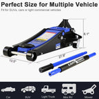 3 Ton Low Profile Hydraulic Floor Jack, 6000 lbs, 5.1-20 Lift Range