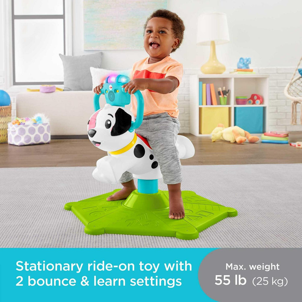 Fisher-Price Bounce And Spin Puppy Musical Ride-On Learning Toy, Multi - GCW11