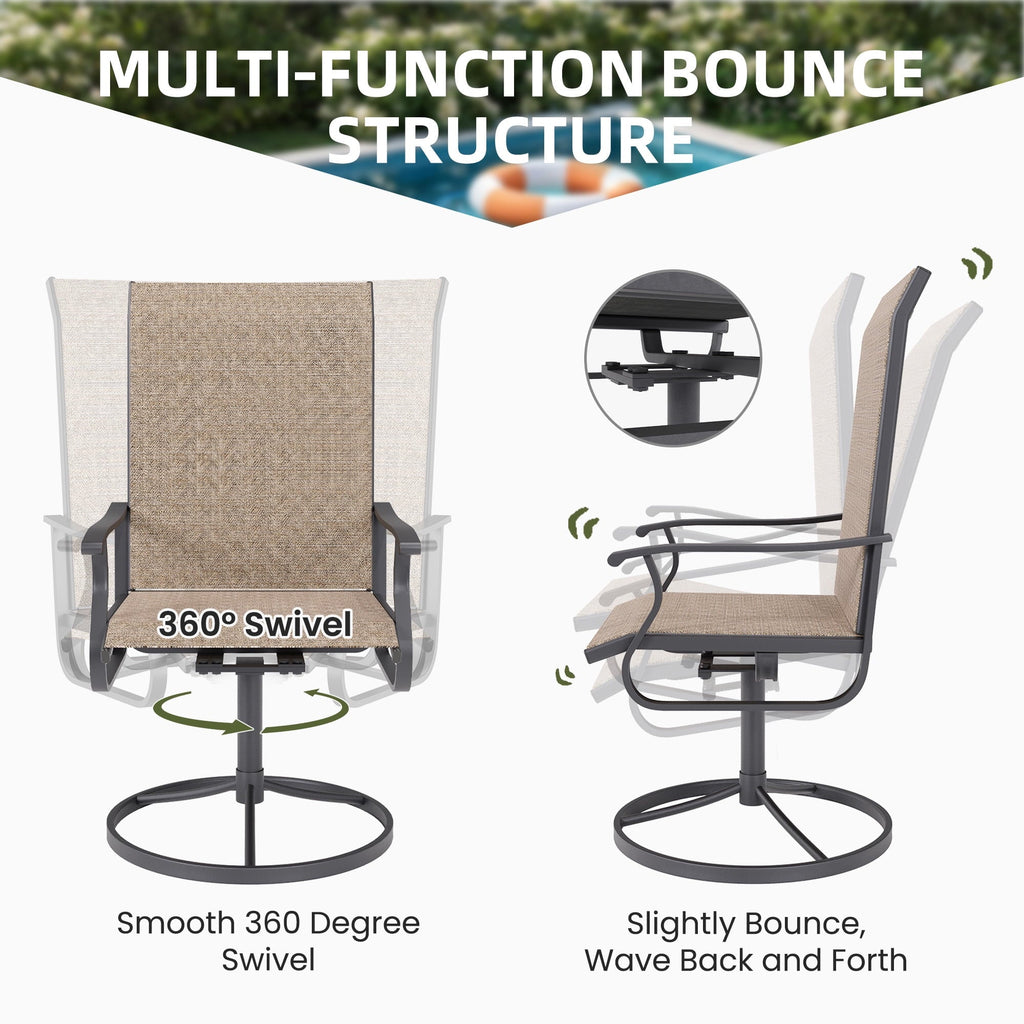 ELPOSUN Patio Swivel Chairs Set of 2, Outdoor Dining Chairs High Back All Weather Breathable Textilene Outdoor Swivel Chairs with Metal Rocking Frame