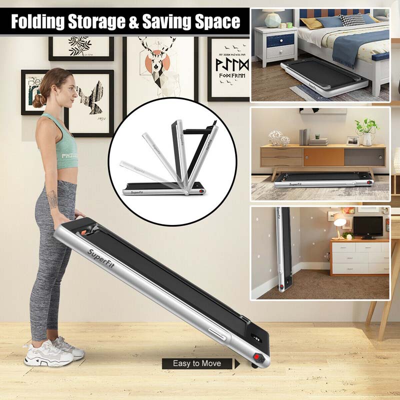 2 In 1 Folding Treadmill, 2.25 HP, 40 in x 16 in Running Area, Dual Display And App Control
