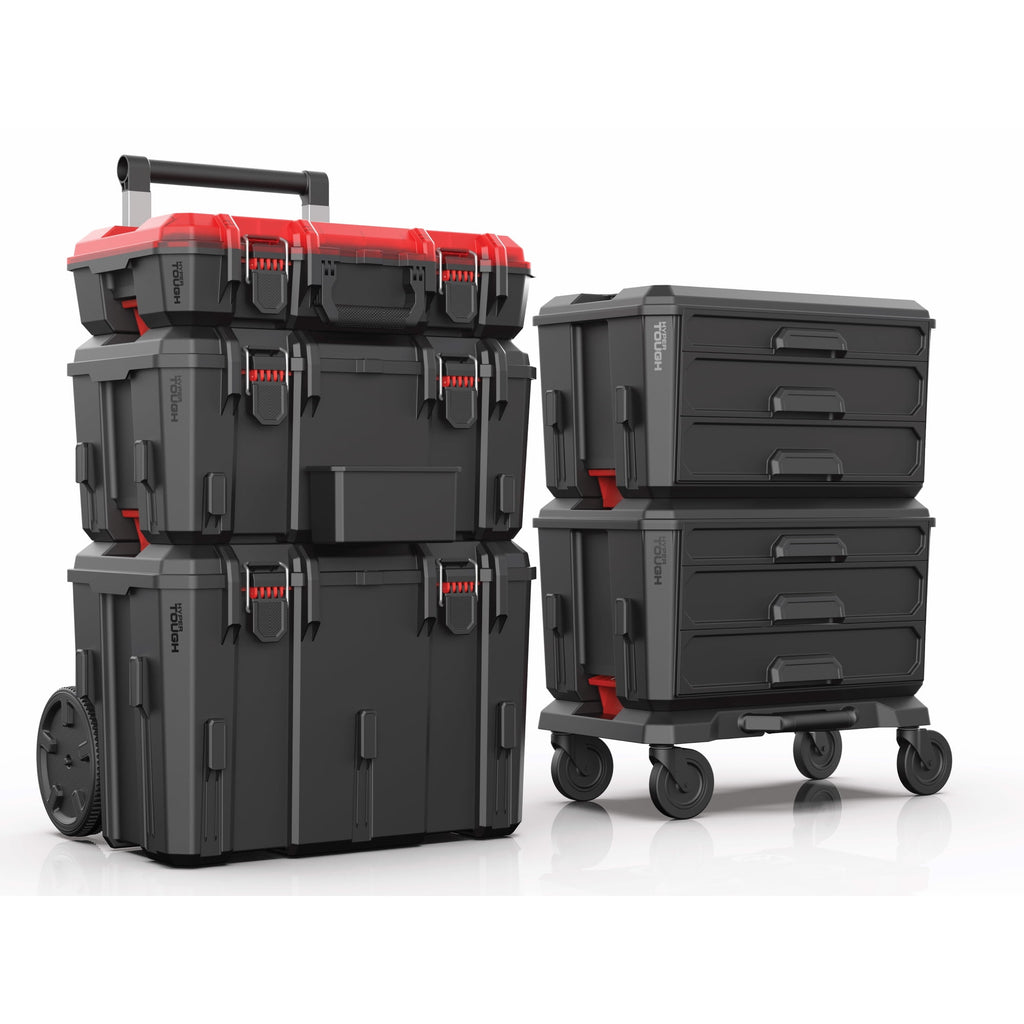 Hyper Tough Hyper Stack Rolling Tool Storage Base Box, Black