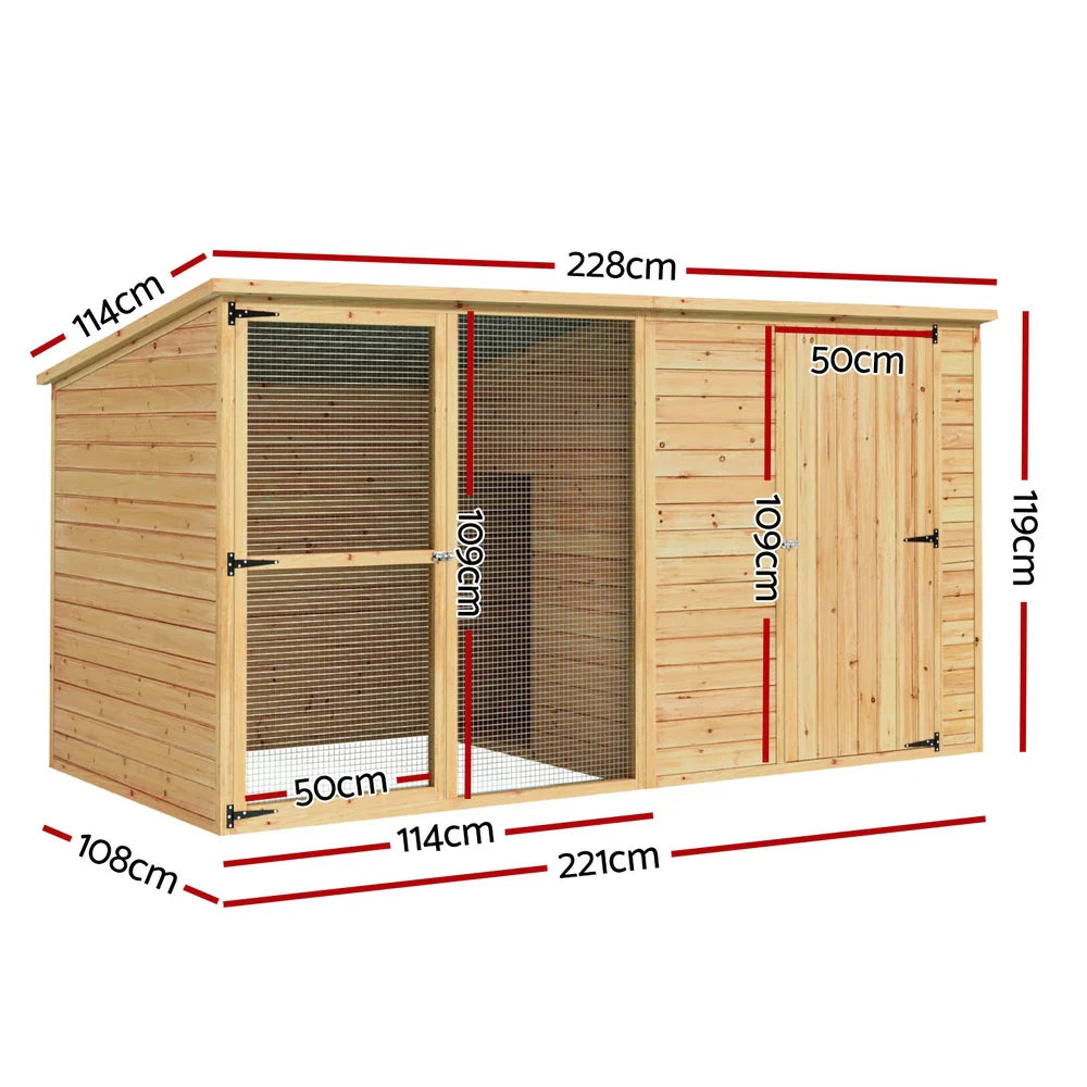 i.Pet Extra Large 2.28M Fir Wood Dog Kennel - Outdoor Pet Puppy Cabin Log