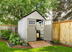 Rubbermaid Resin Outdoor Storage Shed With Floor, 7 x 7 Ft, Gray