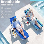 Yestomo 3-In-1 Outdoor Tanning Lounge Chair, 5-Position Recliner, 330lbs, Blue