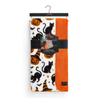 Boo-tique Halloween Plush Soft Oversized Couch Throw Blanket, Cats and Pumpkins, Orange, 50 x 72 in