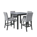 5 Piece Counter Height Wood Dining Set With Rectangle Table And 4 Upholstered High-Back Chairs - 35.4x35.4x36in