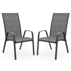 FUNDAZE Outdoor Dining Chairs Set of 4, Patio Dining Chair Stackable Armrest Patio Chairs Space Saving for Garden Backyard Deck, Gray