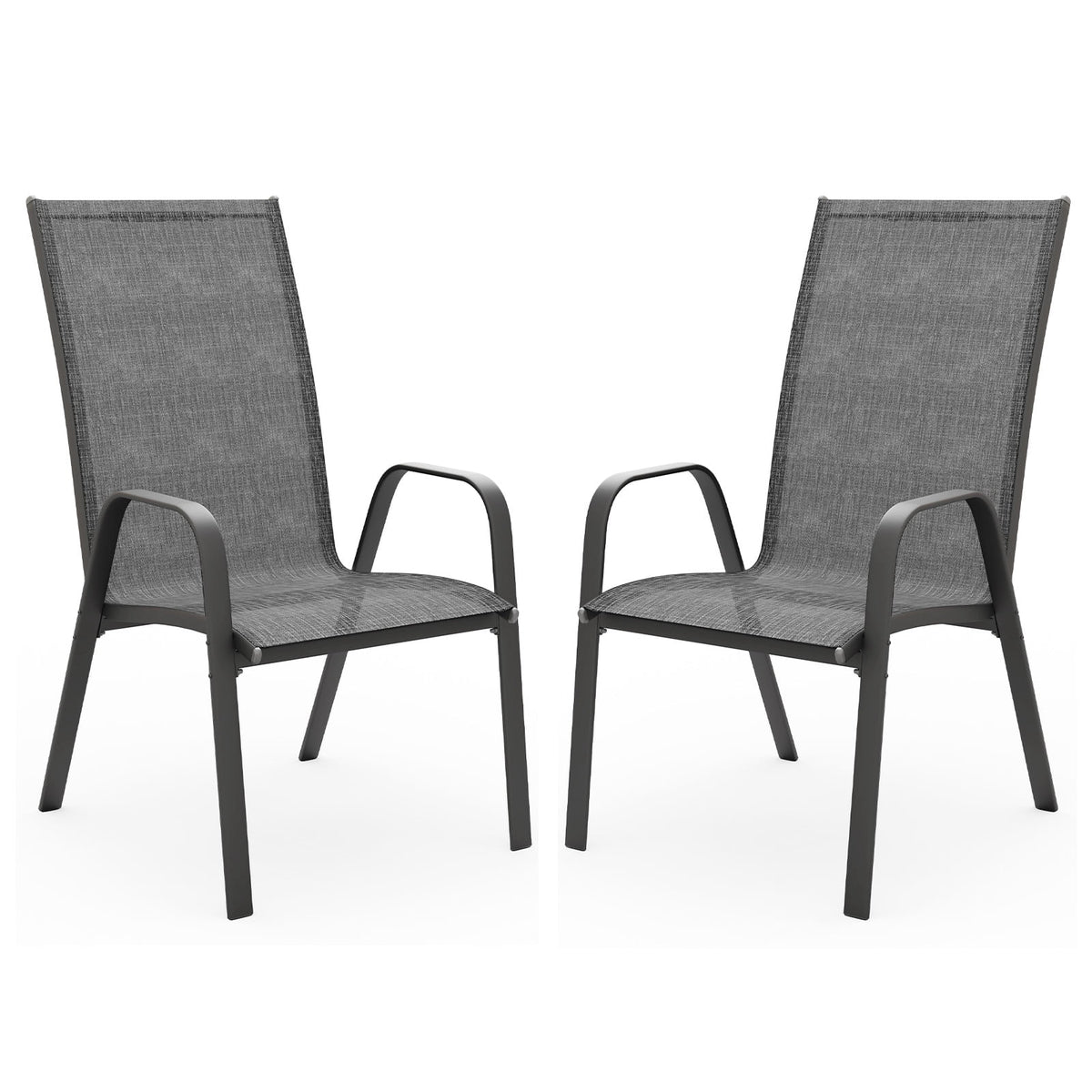 FUNDAZE Outdoor Dining Chairs Set of 4, Patio Dining Chair Stackable Armrest Patio Chairs Space Saving for Garden Backyard Deck, Gray