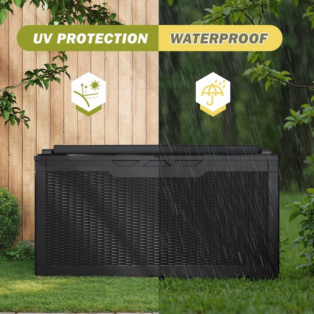 Homall 100-Gallon Outdoor Resin Deck Box for All-Weather Use Lockable Waterproof Storage Solution with Cushion Storage