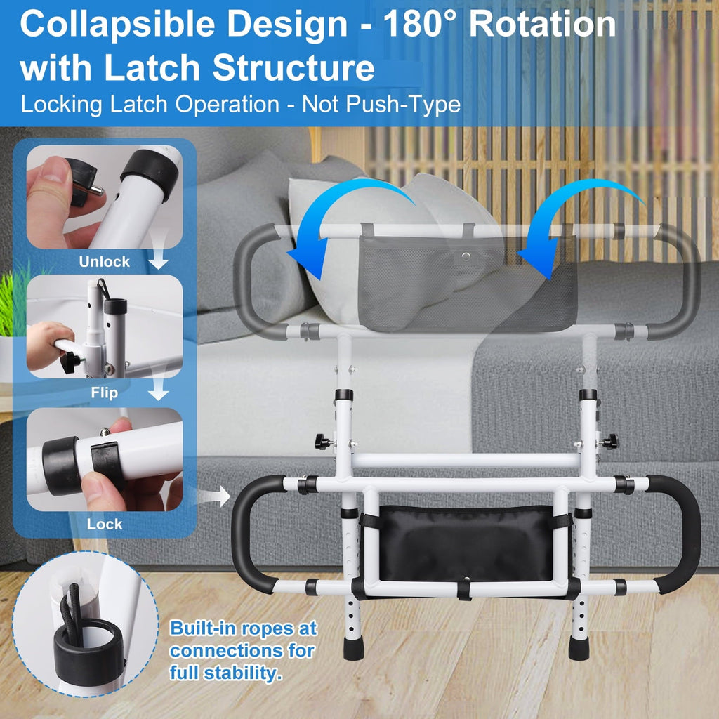 Burfoko Adjustable Bed Rail for Fall Prevention, White, 1 Count