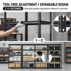 Nnovaroom Heavy Duty Garage Shelving Unit, Adjustable Metal Storage Shelves, 2400Lbs,5-Tier Boltless Shelf Rack for Basement,Pantry 60"H x 27"W x 12"D