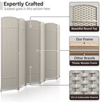 6-Panel Room Divider Privacy Screen With Hand-Woven Mesh Panels - 6 Ft Tall