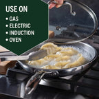 Hybrid Stainless Steel Pan Set With Glass Lids, 6-Piece, 8-Inch, 10-Inch And 12-Inch, Black
