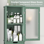 Homfa Tall Narrow Bathroom Storage Cabinet With Door And Drawer, 15.7in L x 11.8in W x 67in H, White