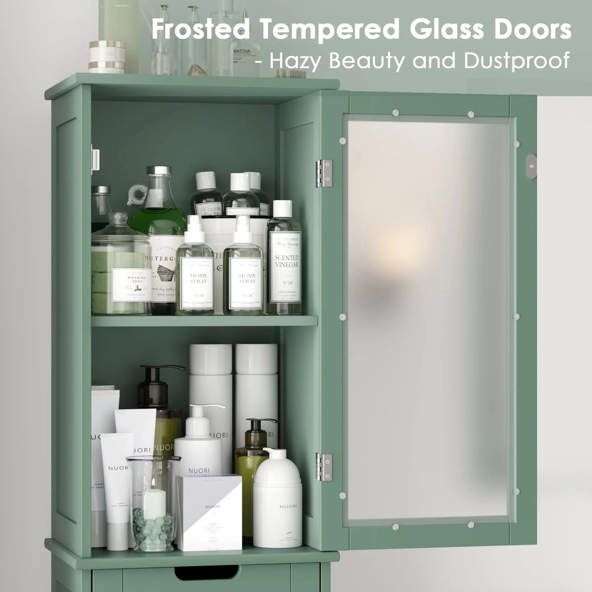 Homfa Tall Narrow Bathroom Storage Cabinet With Door And Drawer, 15.7in L x 11.8in W x 67in H, White