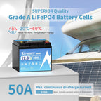 KEPWORTH LiFePO4 Battery 12V 50Ah Lithium Battery, Rechargeable Deep Cycle Lithium Iron Phosphate Batteries, for Trolling Motor, Solar Power, RV