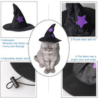 WILLED Halloween Pet Costumes, Cat Wizard Costume, Dog Witch Cloak & Hat, Purple Witch Cloak for Cats, Dogs, Kittens, Puppies, Rabbits, Perfect for Halloween, Parties, Cosplay, and Daily Wear