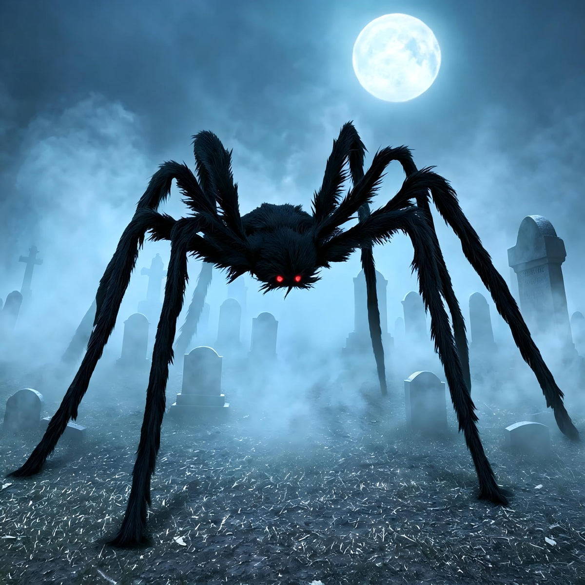 Joyfy 5 ft Scary Giant Spider Halloween Decorations Outdoor, Poseable Spider Lifelike Hairy Prop for Yard, Haunted House, Tree or Porch Party Decorations