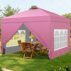 Ainfox 10'x10'Pop Up Canopy Tent 4 Removable Walls Windproof UV Shelter Outdoor,Pink