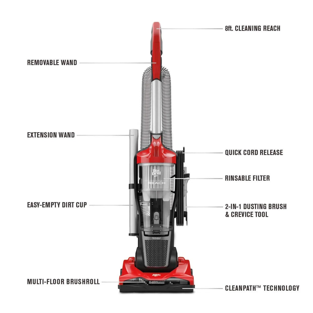 Dirt Devil Endura Reach Upright Bagless Vacuum Cleaner, Corded, Red - UD20124
