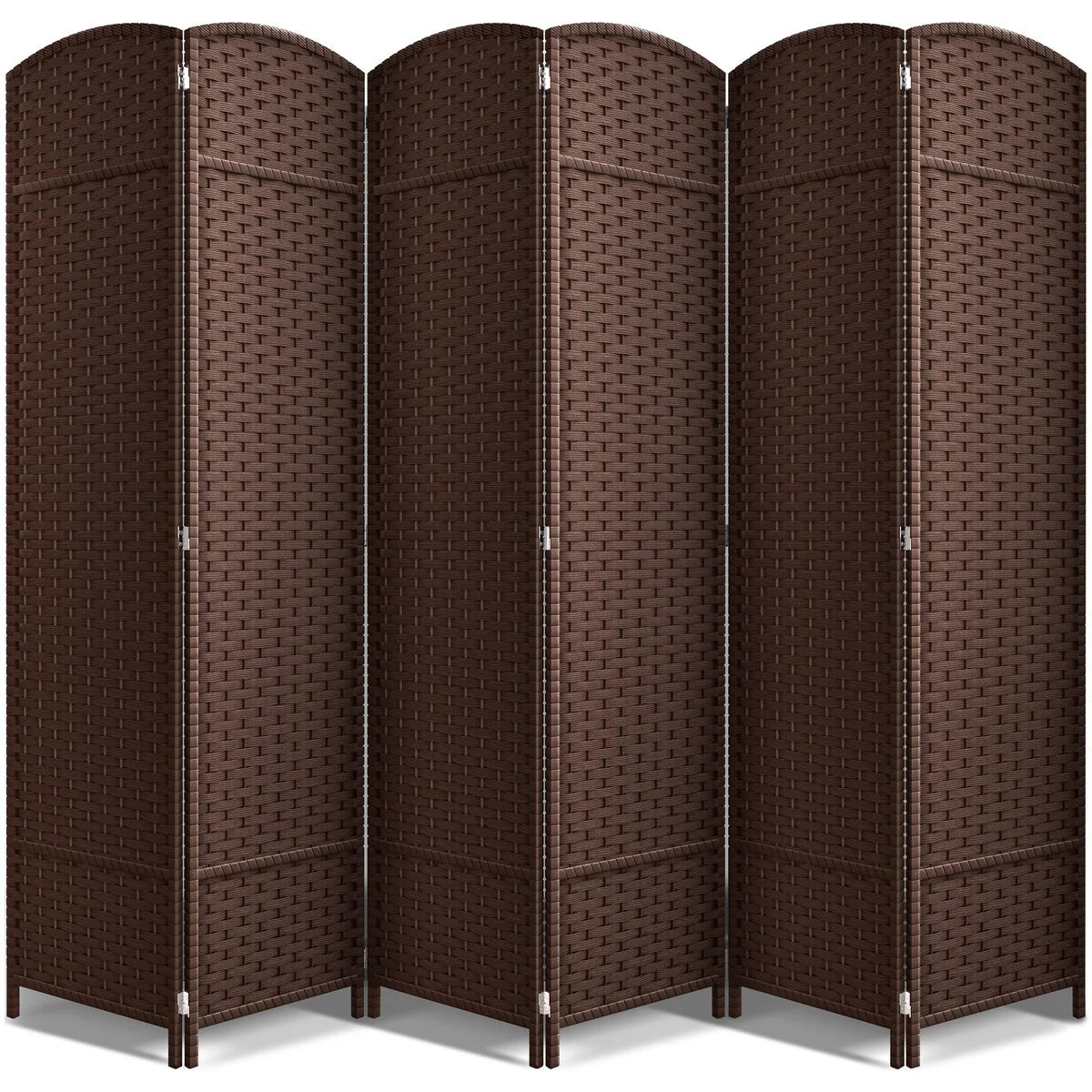 6-Panel Room Divider Privacy Screen With Hand-Woven Mesh Panels - 6 Ft Tall