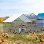 10 x 10 ft Metal Chicken Coop Walk-In Poultry Cage With Waterproof Cover