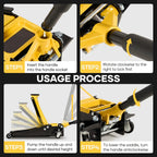 Naipo 3 Ton Low Profile Floor Jack, All Steel, 2.87in-19.69in, Yellow