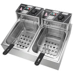 Electric Countertop Dual Tank Deep Fryer, 5000 Watt, Stainless - CB15401