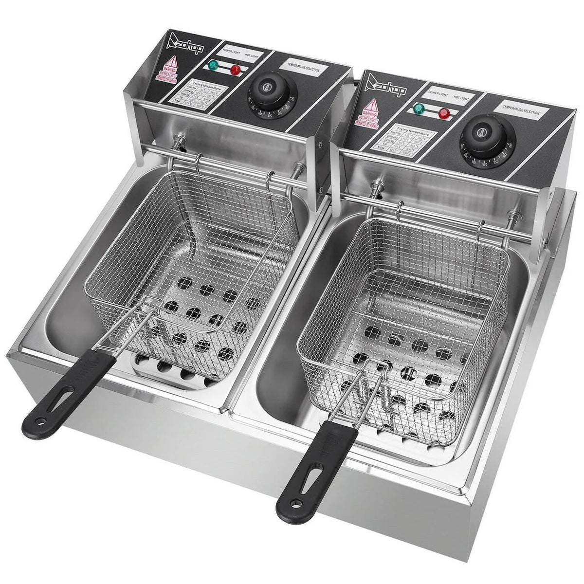 Electric Countertop Dual Tank Deep Fryer, 5000 Watt, Stainless - CB15401