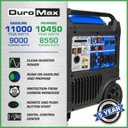 DuroMax Dual Fuel Portable Digital Inverter Generator, 11 000-Watt, 459cc - XP11000iH