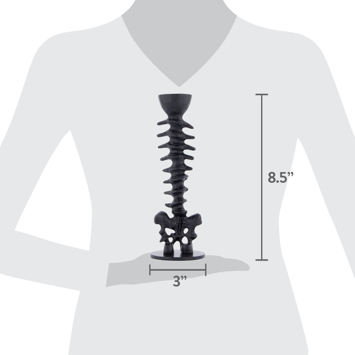 Metal Spine Candle Holder, Black, 8.6", Halloween by Way To Celebrate