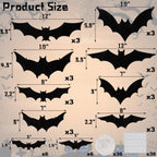 DUHKP 36 Pack Light Up Bats Halloween Decorations, Orange | 3D Stereoscopic Design, Removable Bat Wall Stickers, for Indoor Outdoor Windows & Home Parties