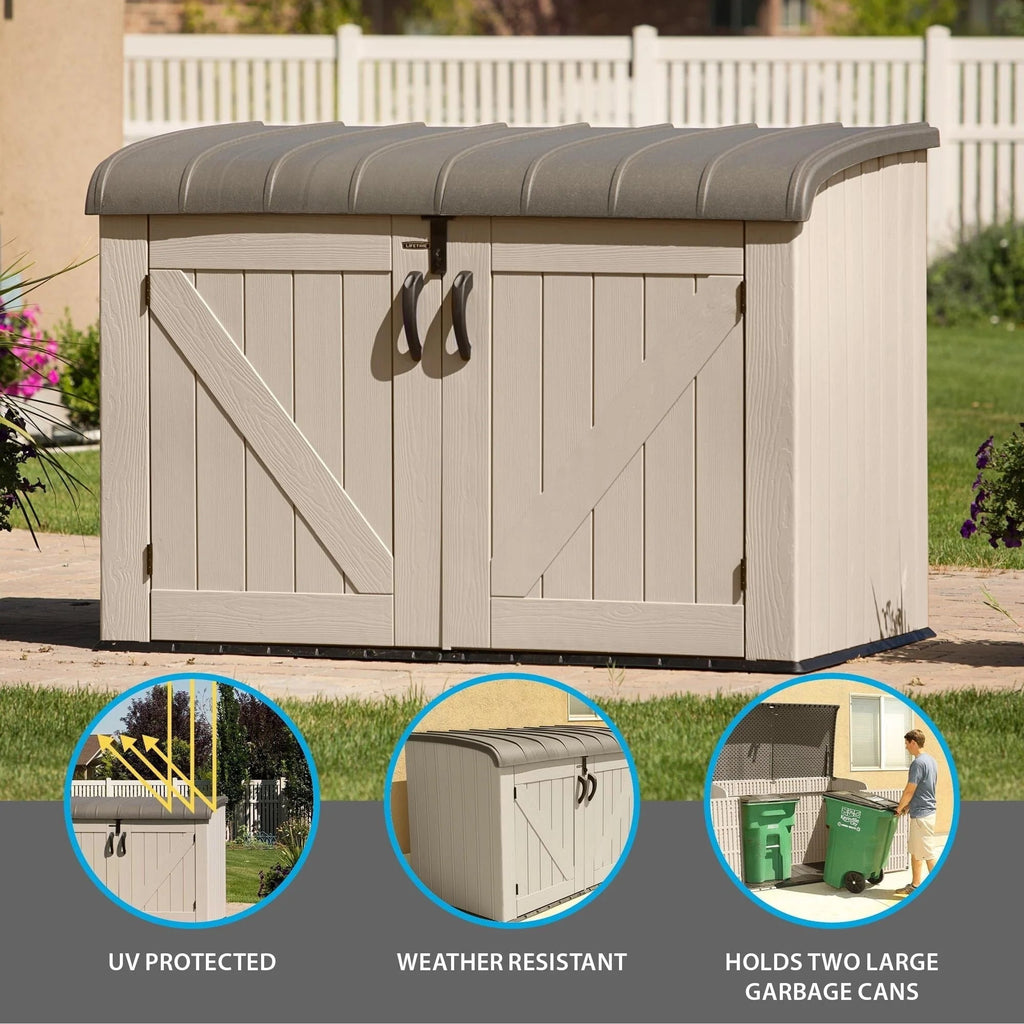 Lifetime Horizontal Storage Shed, 75 Cubic Feet, Black/Tan/Brown - 60170