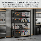 Nnovaroom Heavy Duty Garage Shelving Unit, Adjustable Metal Storage Shelves, 2400Lbs,5-Tier Boltless Shelf Rack for Basement,Pantry 60"H x 27"W x 12"D