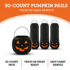 30-Count Jack-o'-Lantern Trick-or-Treat Pail, Black, 8", Halloween by Way To Celebrate