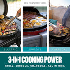 Charbroil 3-in-1 Dual Fuel Electric Grill, Griddle And Charcoal Grill - 25302145