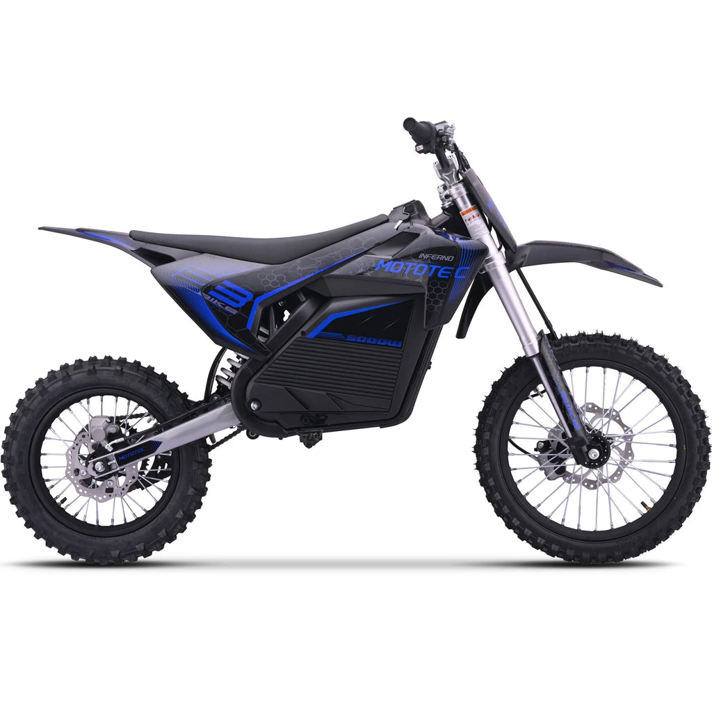 MotoTec Pro Electric Dirt Bike 72v 5000w Lithium Blue