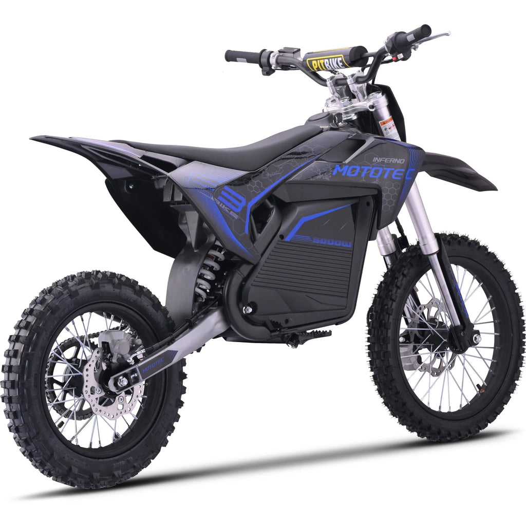 MotoTec Pro Electric Dirt Bike 72v 5000w Lithium Blue