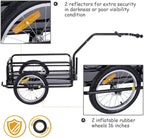 Aosom Foldable Bike Cargo Trailer, 80 lbs Capacity, 16 inch Wheels, Black - With Hitch