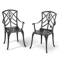 NUU GARDEN Cast Aluminum Outdoor Patio Bistro Dining Chairs, Set Of 2, Black With Gold-Painted Edge