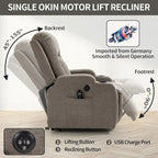 Lazy Boy Power Lift Recliner Chair With Massage, Lumbar Heating, USB Port And Cup Holders - Single Motor