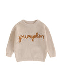 Loicainy Toddler Baby Boy Girl Halloween Knit Sweater 3 6 9 12 18 24 Months 2T 3T Long Sleeve Crewneck Letter Embroidery Pullover Autumn Winter Knitwear